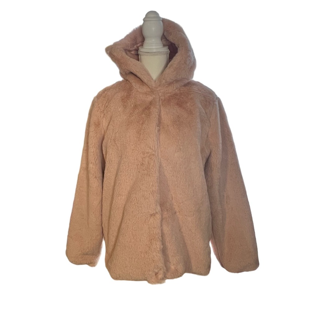 Pink platinum hooded pink fur coat